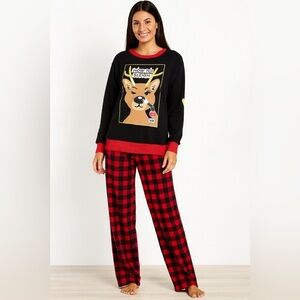 Mighty Fine How to Sleigh Reindeer Christmas Sweatshirt & Pajama Pants NEW L